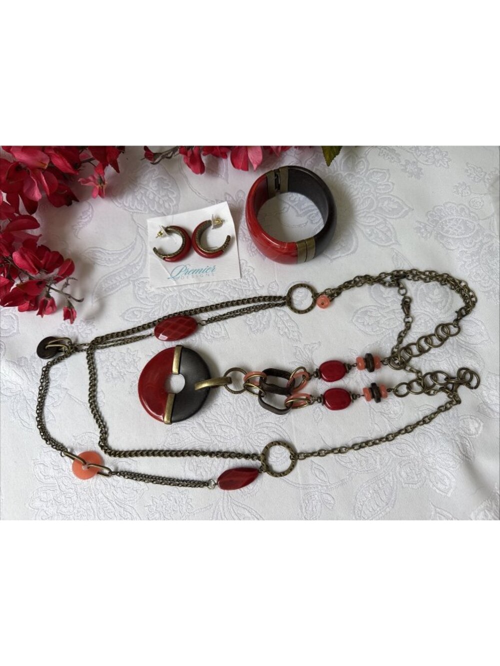 Premier Designs Multi Strand Beaded Necklace Earrings & Bracelet SET Adjustable